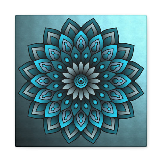 Teal Lotus Mandala Canvas Print – Calming Geometric Wall Art for Peaceful Spaces