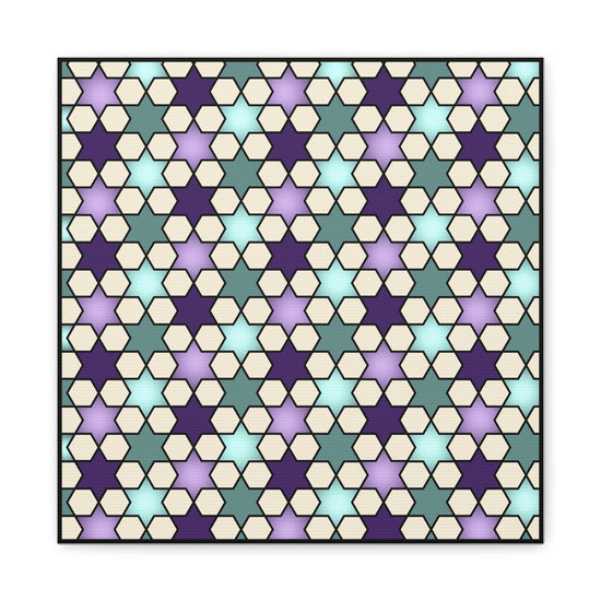 Geometric Star Pattern Canvas Print – Modern Sacred Geometry Wall Art in Soft Pastel Tones