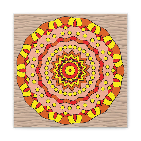 Golden Sunburst Mandala Canvas Wall Art Print