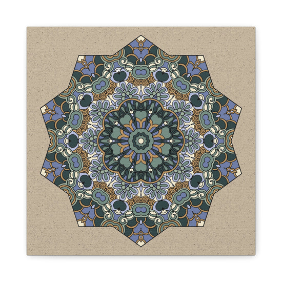 Blue Plum Harmony Mandala Canvas Wall Art Print